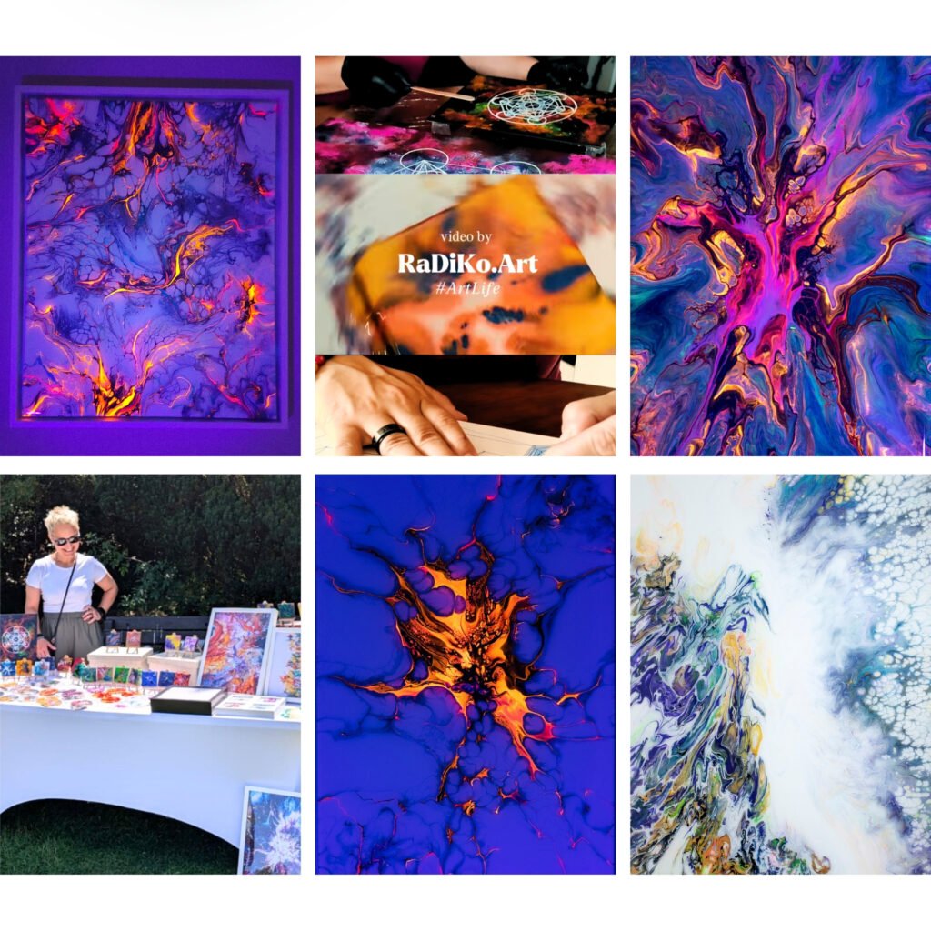 Original painting, UV glow, glow in the dark, glowing painting, RaDiKo.Art, Wall Art, Living Room Wall Art, Abstract painting, Modern art, artist Milton Keynes, fluid art, acrylic pour, Resin artwork, google search