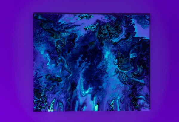 Original painting, UV glow, glow in the dark, glowing painting, RaDiKo.Art, Wall Art, Living Room Wall Art, Abstract painting, Modern art, artist Milton Keynes, fluid art, acrylic pour, Resin artwork, google search