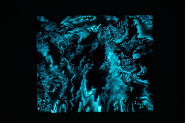 Original painting, UV glow, glow in the dark, glowing painting, RaDiKo.Art, Wall Art, Living Room Wall Art, Abstract painting, Modern art, artist Milton Keynes, fluid art, acrylic pour, Resin artwork, google search