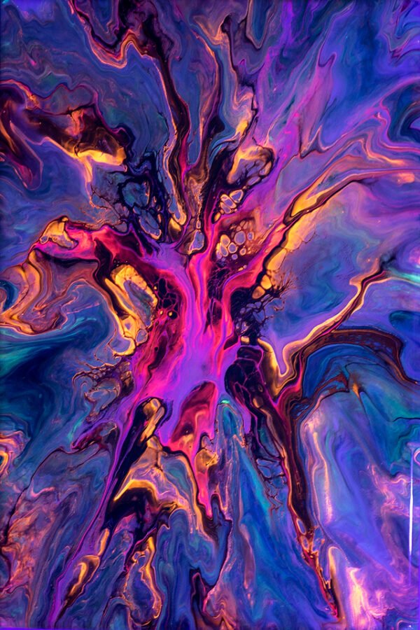 Original painting, UV glow, glow in the dark, glowing painting, RaDiKo.Art, Wall Art, Living Room Wall Art, Abstract painting, Modern art, artist Milton Keynes, fluid art, acrylic pour, Resin artwork, google search