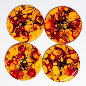 RaDiKo.Art, home Art, coasters set, uv glow, artist Milton Keynes, fluid art, acrylic pour, coaster, gift idea, google search, Radostina Kostadinova, radiko uk