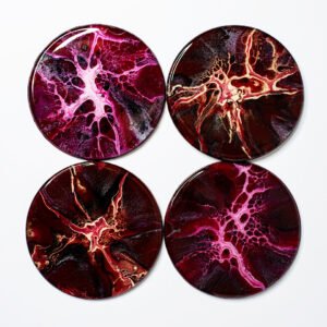 RaDiKo.Art, home Art, coasters set, uv glow, artist Milton Keynes, fluid art, acrylic pour, coaster, gift idea, google search, Radostina Kostadinova, radiko uk