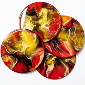 RaDiKo.Art, home Art, coasters set, uv glow, artist Milton Keynes, fluid art, acrylic pour, coaster, gift idea, google search, Radostina Kostadinova, radiko uk