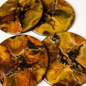 RaDiKo.Art, home Art, coasters set, uv glow, artist Milton Keynes, fluid art, acrylic pour, coaster, gift idea, google search, Radostina Kostadinova, radiko uk