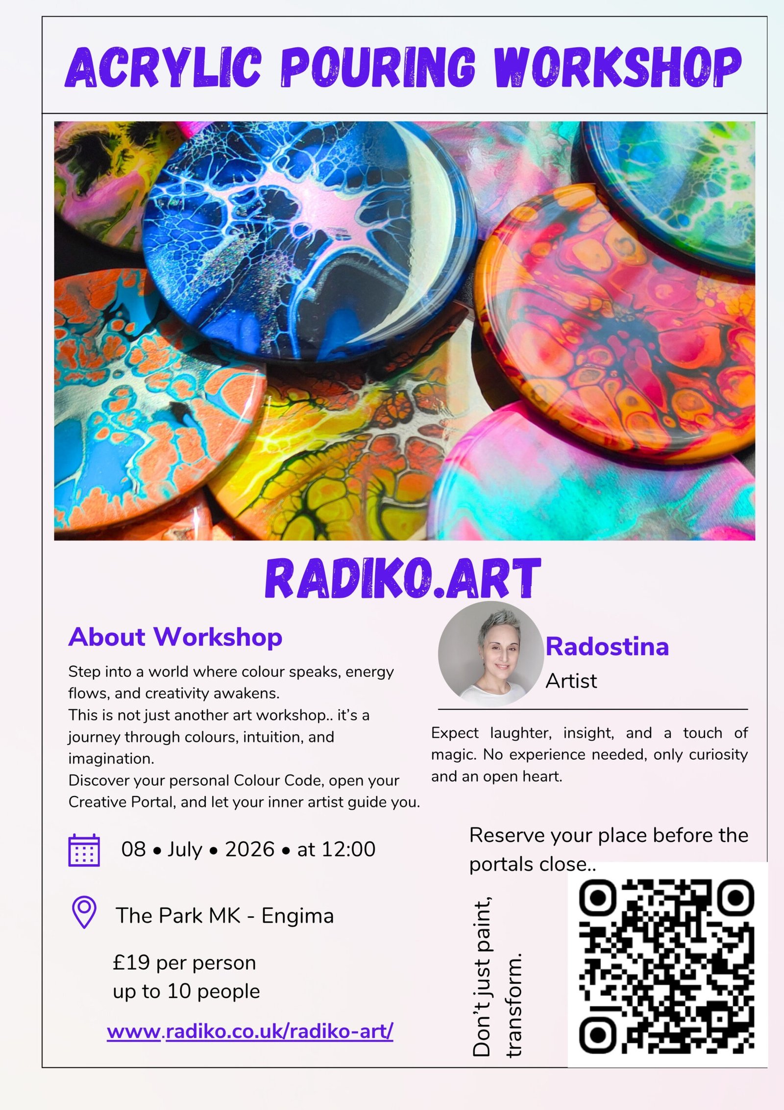 Acrylic Pouring Workshop The Park MK